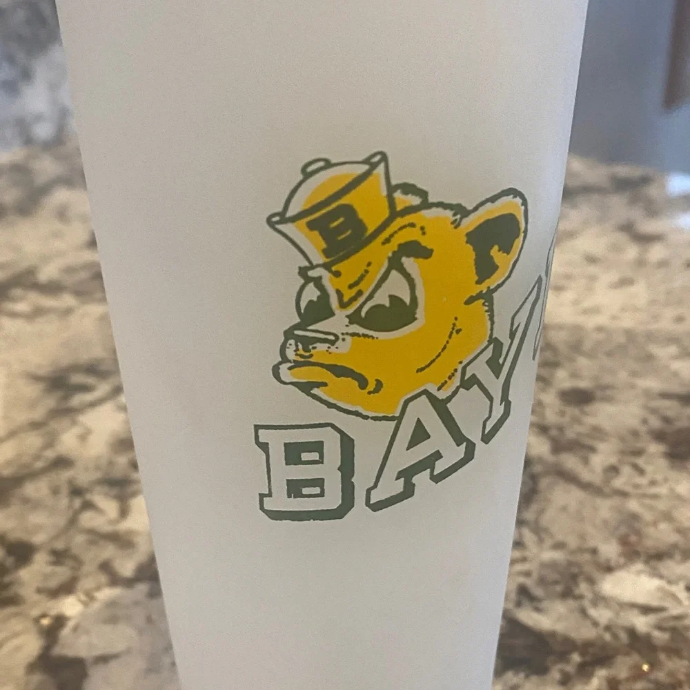 Vintage Baylor University BU Bears Frosted Highball Drinking Glass NCAA